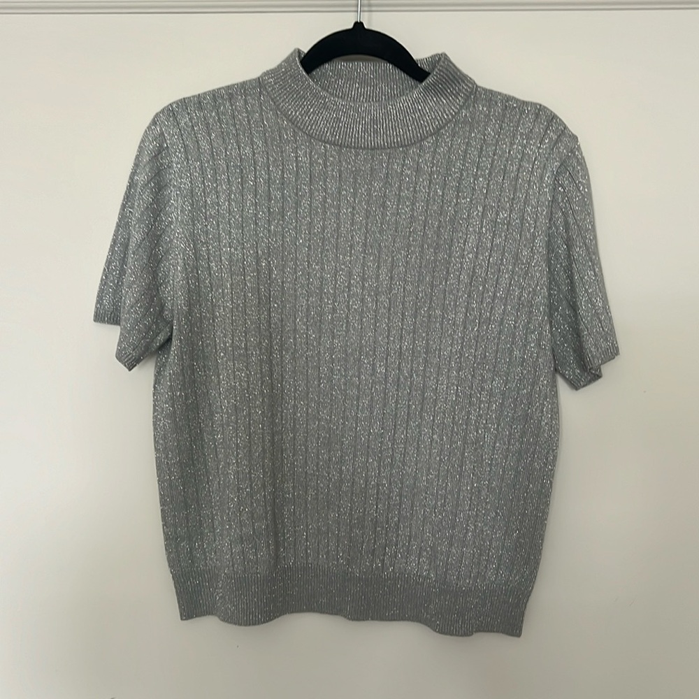 Metallic Short Sleeve Sweater
